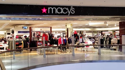 4K 60fps Macys upper level store entrance shopping mall Video stock 102734185