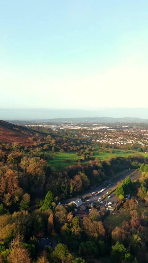 4K 60FPS social ratio aerial video of North Belfast from Belfast Zoo in Stock Footage 325782353