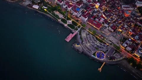 4K 60FPS Top Down Coastal Shoreline Drone Shot | Cinematic Aerial Stock Footage 334307120