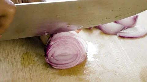 4k 60p Chopping Onions close up Stock Footage 153465474