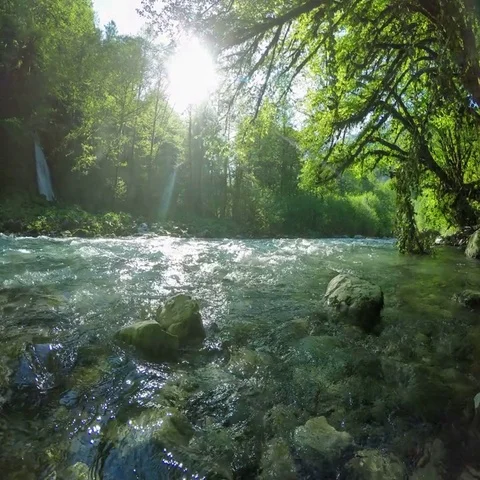 4K. Aapsta mountain river, waterfall, Abkhazia. Ultra HD. 3840x2160 Stock Footage 69385142