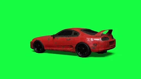 4K Abandoned Rust Car Collection Toyota Supra Green Screen Stock Footage 336387692