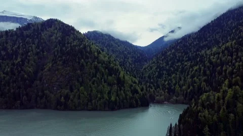 4k Above view of river and mountains in open air taken from drone irrl. Stock Footage 219705587