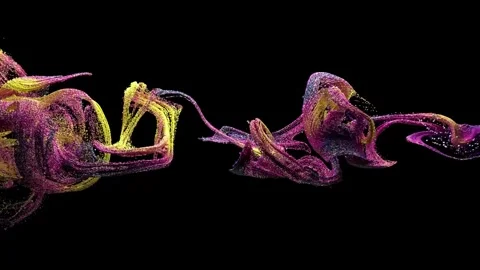 4K Abstract 3D Animation Translucent Purple Pink Yellow Particle Whirl Stock-Footage 330478806