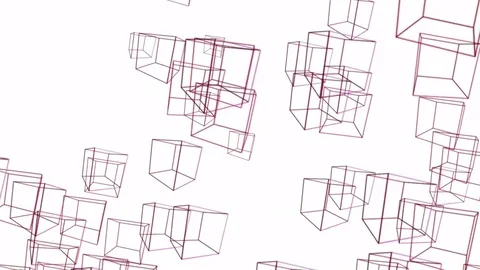 4k Abstract 3d box mesh cube frame line wireframe space particle background. Stock Footage 84640481