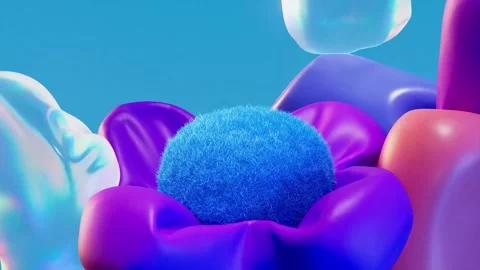 4K Abstract 3D Digital Art with Tactile Blue and Purple Spheres Stock Footage 327392460