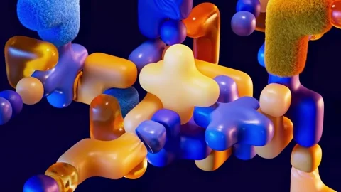 4K Abstract 3D Digital Art with Vibrant Soft Body Shapes and Textures Stock Footage 327392461