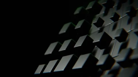 4K Abstract 3D Geometric Shapes Floating Grid Animation Dark Background Dig.. Stock Footage 340659692