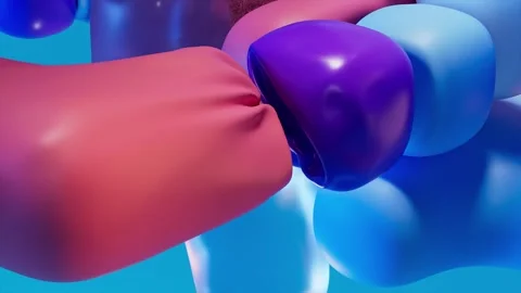 4K Abstract 3D Glossy Gradient Bubbles in Pink Blue and Purple Hues Stock Footage 327392462