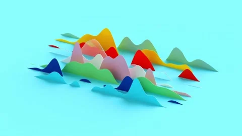 4K Abstract 3D Multicolored Data Curves and Overlapping Wave Patterns Stock Footage 327392493