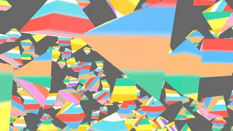 4K Abstract 3D Render with Striped Geometric Shapes Stock Illustration