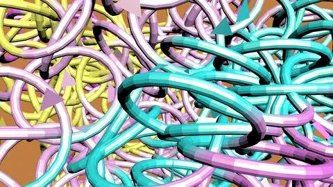 4K Abstract 3D Render with Striped Geometric Shapes Illustrazione stock