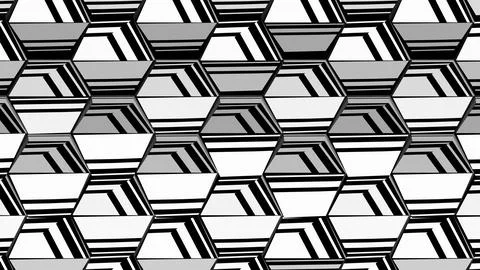 4K Abstract 3D Render with Striped Geometric Shapes Stock Illustration