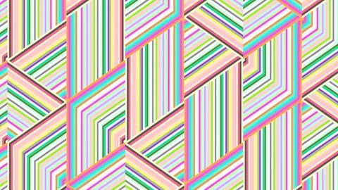 4K Abstract 3D Render with Striped Geometric Shapes Stock Illustration