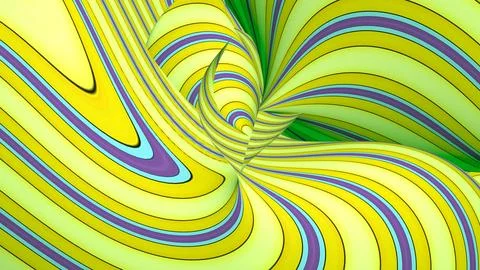 4K Abstract 3D Render with Striped Geometric Shapes Illustrazione stock
