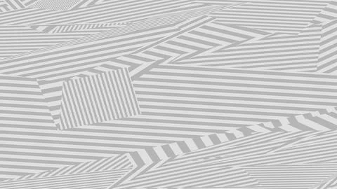4K Abstract 3D Render with Striped Geometric Shapes Stock Illustration
