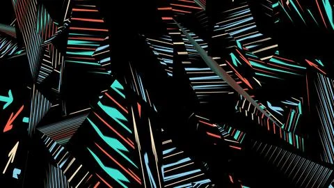 4K Abstract 3D Render with Striped Geometric Shapes Illustrazione stock