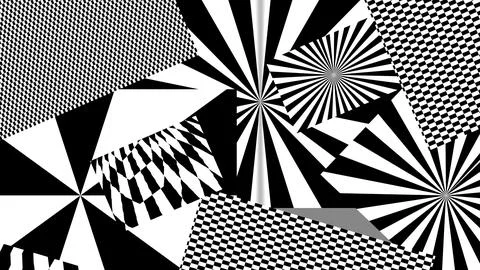 4K Abstract 3D Render with Striped Geometric Shapes Illustrazione stock