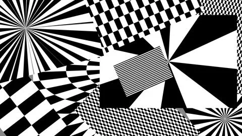 4K Abstract 3D Render with Striped Geometric Shapes Stock Illustration