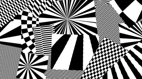 4K Abstract 3D Render with Striped Geometric Shapes Illustrazione stock