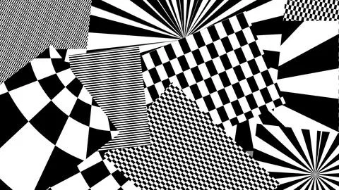 4K Abstract 3D Render with Striped Geometric Shapes Stock Illustration