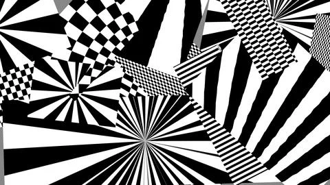 4K Abstract 3D Render with Striped Geometric Shapes Stock Illustration