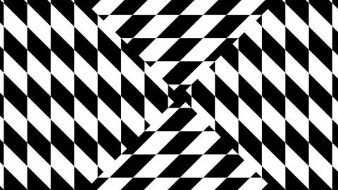 4K Abstract 3D Render with Striped Geometric Shapes Stock Illustration