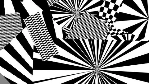 4K Abstract 3D Render with Striped Geometric Shapes Stock Illustration