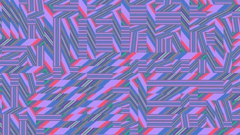 4K Abstract 3D Render with Striped Geometric Shapes Stock Illustration