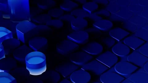 4K Abstract 3D Rendering of Electric Blue Geometric Shapes Stock Footage 327378293