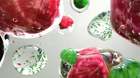 4K Abstract 3D Rendering of Floating Red and Green Spheres Stock Footage 327379919