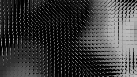 4K Abstract 3D Rendering of Rippling Metallic Black Tiles Stock Footage 327378298