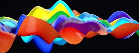 4K Abstract 3D Undulating Waves with Glossy Vibrant Candy Colors Stock Footage 327378403