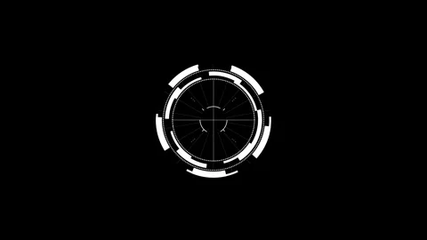 4K Abstract 3D White Symmetrical HUD Target Interface with Crosshair Video stock 334641922