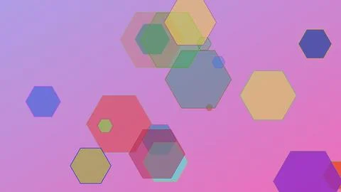 4K abstract background featuring colorful translucent hexagon shapes on a s.. Stock Illustration