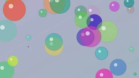 4K abstract background featuring colorful translucent bubbles and geometric.. Stockillustratie