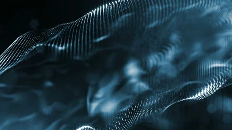 4k abstract background of glowing blue particles with shining bokeh sparkles Stock Footage 95134676