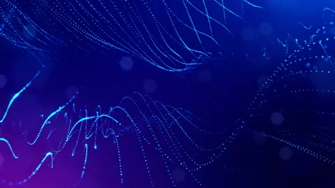 4k abstract background of glowing blue particles with shining bokeh sparkles Stock Footage 95136249