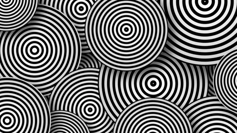 4K Abstract background from round shapes. Rotating black and white spirals. Stock Footage 289400897