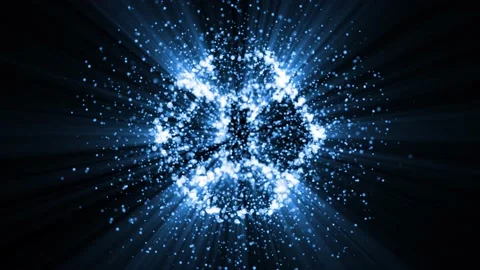 4K Abstract background shining blue particles 3D figure rotating loop Vídeo Stock 155279720