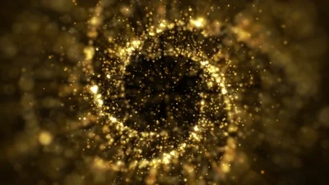 4K Abstract background shining gold particles and dust spiral form loop Stock-Footage 155502813