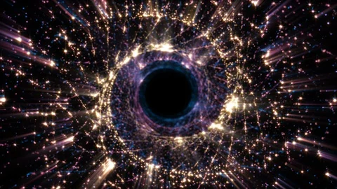 4K Abstract background shining particles form mesmerizing rotating patterns loop Video stock 101941825