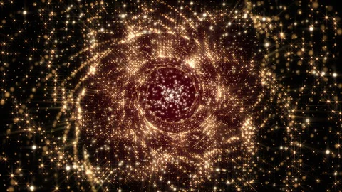 4K Abstract background shining particles form mesmerizing rotating patterns loop Video stock 102276530