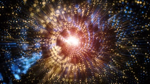 4K Abstract background shining particles form mesmerizing rotating patterns loop Video stock 102277769