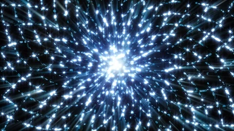 4K Abstract background shining particles form mesmerizing rotating patterns loop Vídeo Stock 102665652