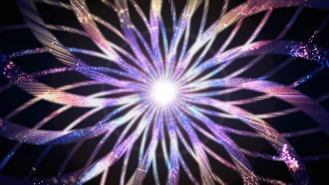 4K Abstract background shining particles form mesmerizing rotating patterns loop Video stock 102666893