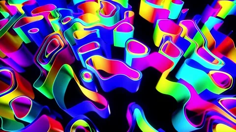 4k abstract bg with growing multicolor lines or ribbons forming curl noise on Stockbeeldmateriaal 275877460