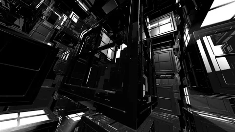 4K Abstract Black and White 3D Shape VJ Animation Stock Footage 71248431