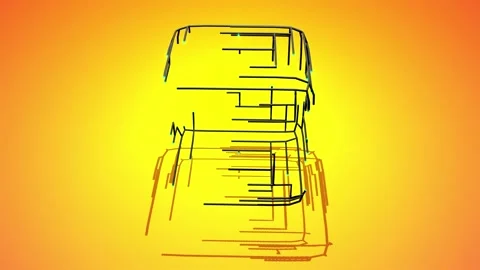 4k abstract black wireframe on orange bg. Building solution by ai or neural Vídeos de archivo 153602720