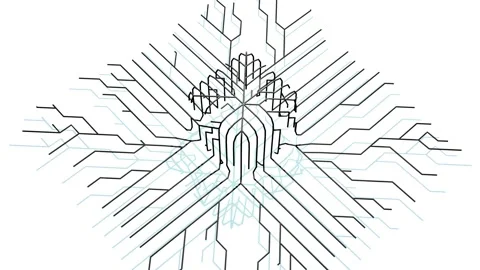 4k abstract black wireframe on white bg. Ai growing geometric pattern of lines Stock Footage 147844174